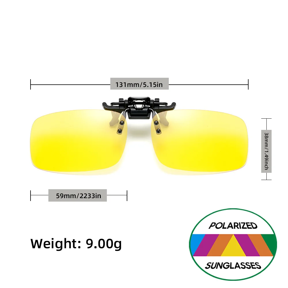 VIVIBEE Flip Up Clip On Nachtsichtbrille Polarisierte Männer Fahren Gelbe Sonnenbrille Frauen UV400 Angeln Universal Clips – Detail 14