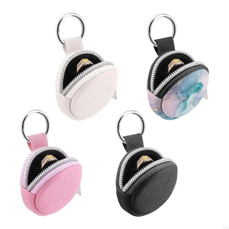 

91AF маленькие дорожные органайзеры для ювелирных изделий, мягкий кожаный чехол с 4-мя цветами для хранения серег, колец,