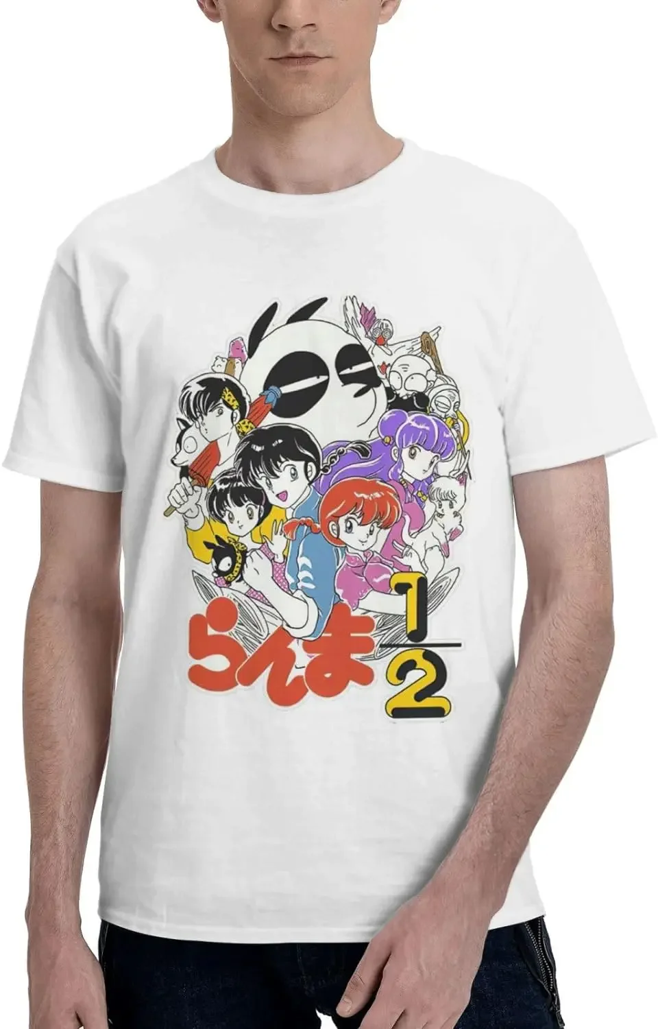 Manga Ranma ½ Shirt Cotton Crew Neck Cool Tops for Man Black