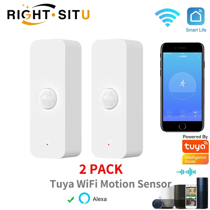 Tuya WiFi PIR Smart Motion Sensor For Smart Home Infrared Passive Detector Via App Smart Life Work With Alexa