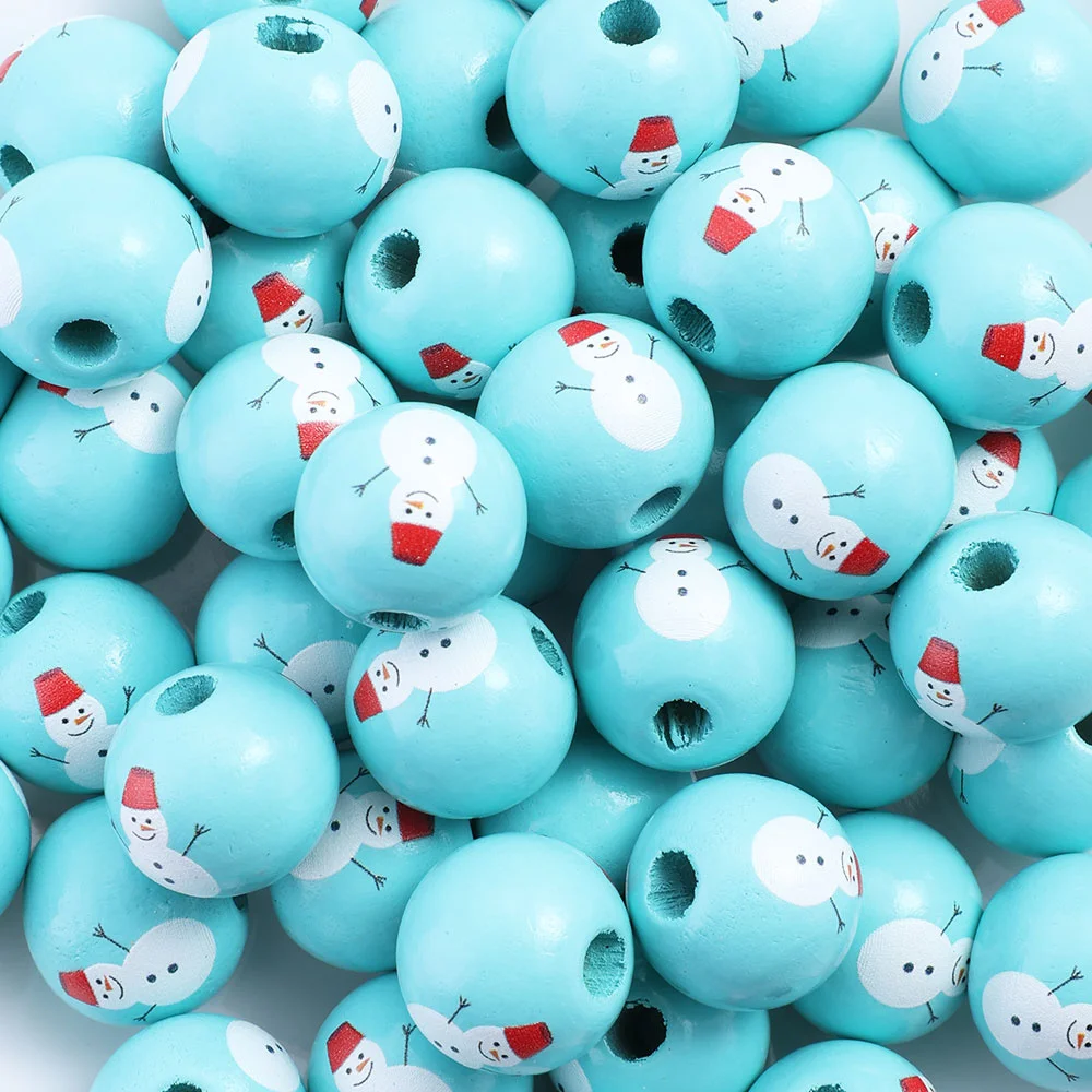 Assorted Printed Christmas Wooden Beads