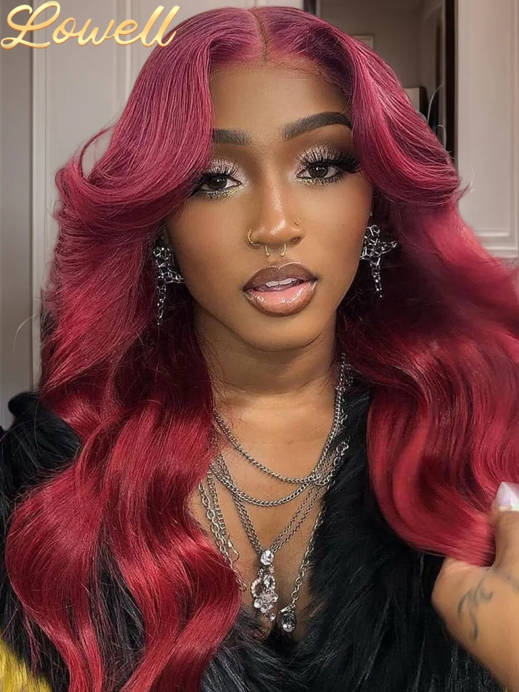 200 الكثافة 99J بورجوندي الجسم موجة 13x6 hd الدانتيل أمامي باروكة من شعر طبيعي أحمر ريمي ملون 13x4 HD الدانتيل الجبهة الباروكات 100% شعر الإنسان