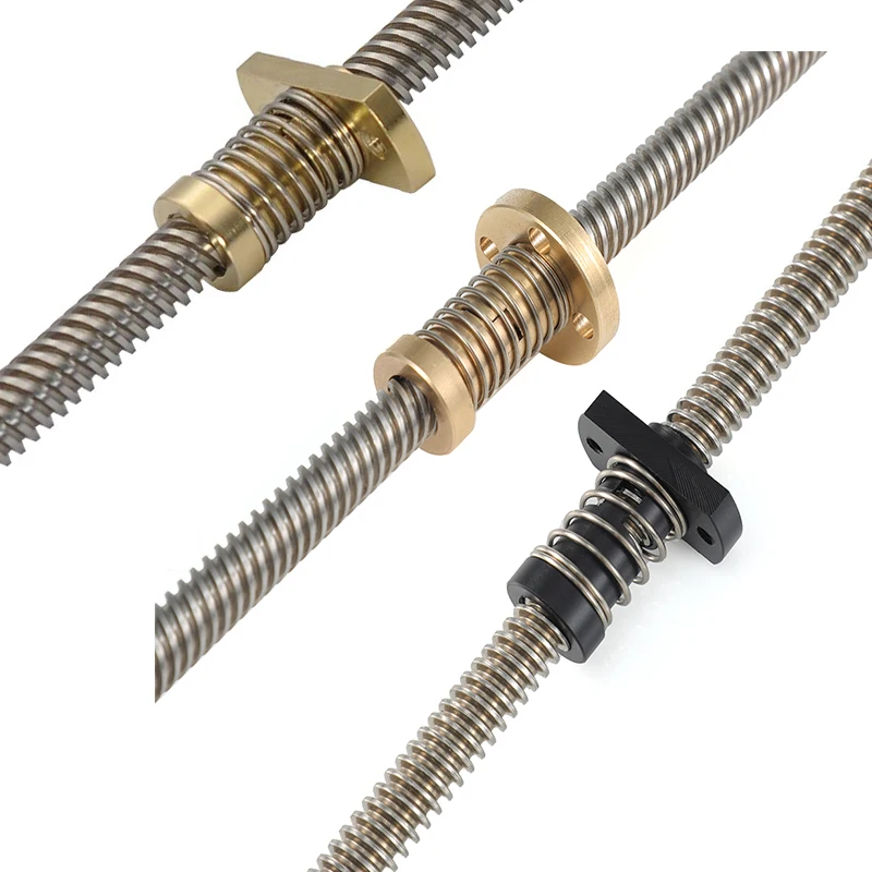 T8 สกรูตะกั่ว Anti-backlash Nut ทองเหลือง/POM ฤดูใบไม้ผลิ Nut กําจัด Gap ตะกั่ว 1 มม./2 มม./4 มม./8 มม. สําหรับ CNC 3D ชิ้นส่วนเครื่องพิมพ์ Ender 3 CR10