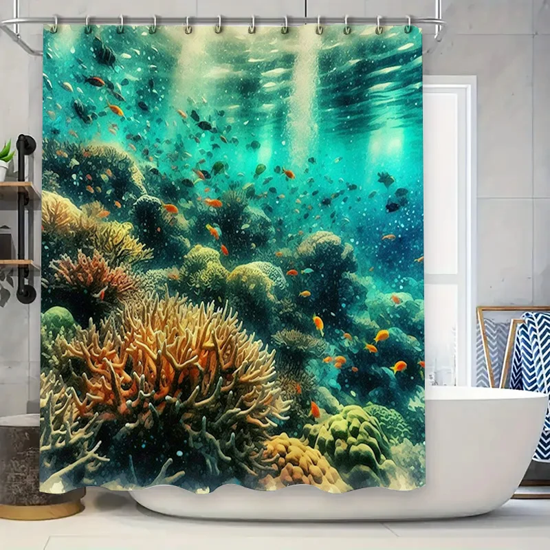 

Занавеска для душа с принтом «Подводный мир», 3D аквариум, сцена, декоративная водонепроницаемая ткань для ванной комнаты, современное украшение для дома, подарок