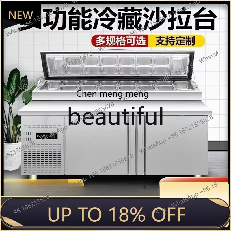 

Z189 Commercial air-cooled spreader display cabinet operation table refrigerator refrigerated desktop slotted fruit salad table