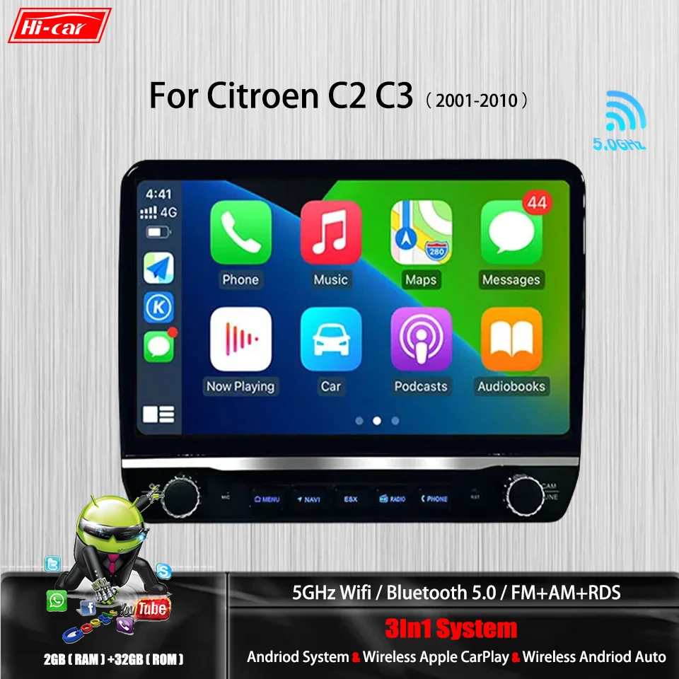 

2Din 9Inch Car Android Radio For Citroen C2 C3 2001-2010 Android Stereo Car GPS Navigation Multimedia Player Head Unit Autoradio