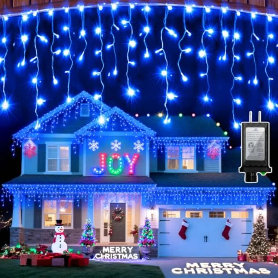 

Christmas Lights with 296 Drops132ft 12 Modes Hanging ice String Lights with Timer and Dimmable and Waterproof Plug-in Fairy Li