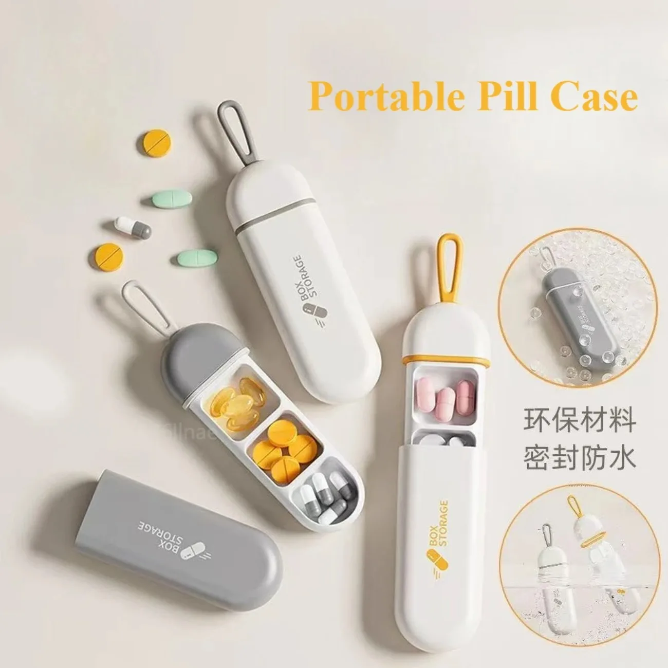 

Colorful 3-Compartment Pill Organizer – Portable Medicine Case for Vitamins, Pills & Supplements, Travel-Sized