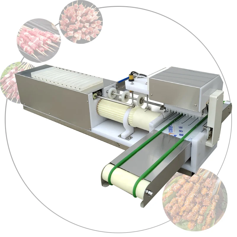 Commercial Barbecue Skewer Making Machine For Lamb Skewers Vegetable Skewers Squid Balls Threading Machine