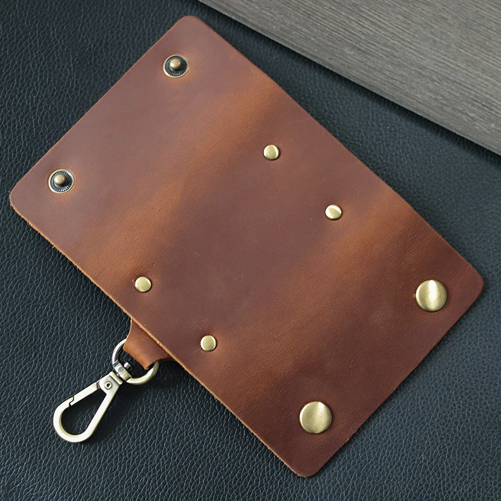 حامل مفاتيح جلدي للرجال - منظم حقيبة مفاتيح معلق على الخصر بمشبك حزام متعدد الوظائف