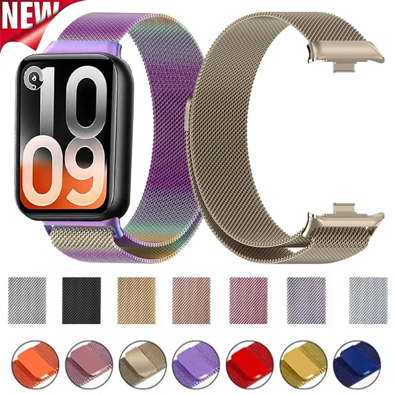 Milanese Loop Armband für Xiaomi Mi Band 10 9 Pro/Mi Band 8 Pro Metall Magnetisches Atmungsaktives Armband für Redmi Watch 4 5 6