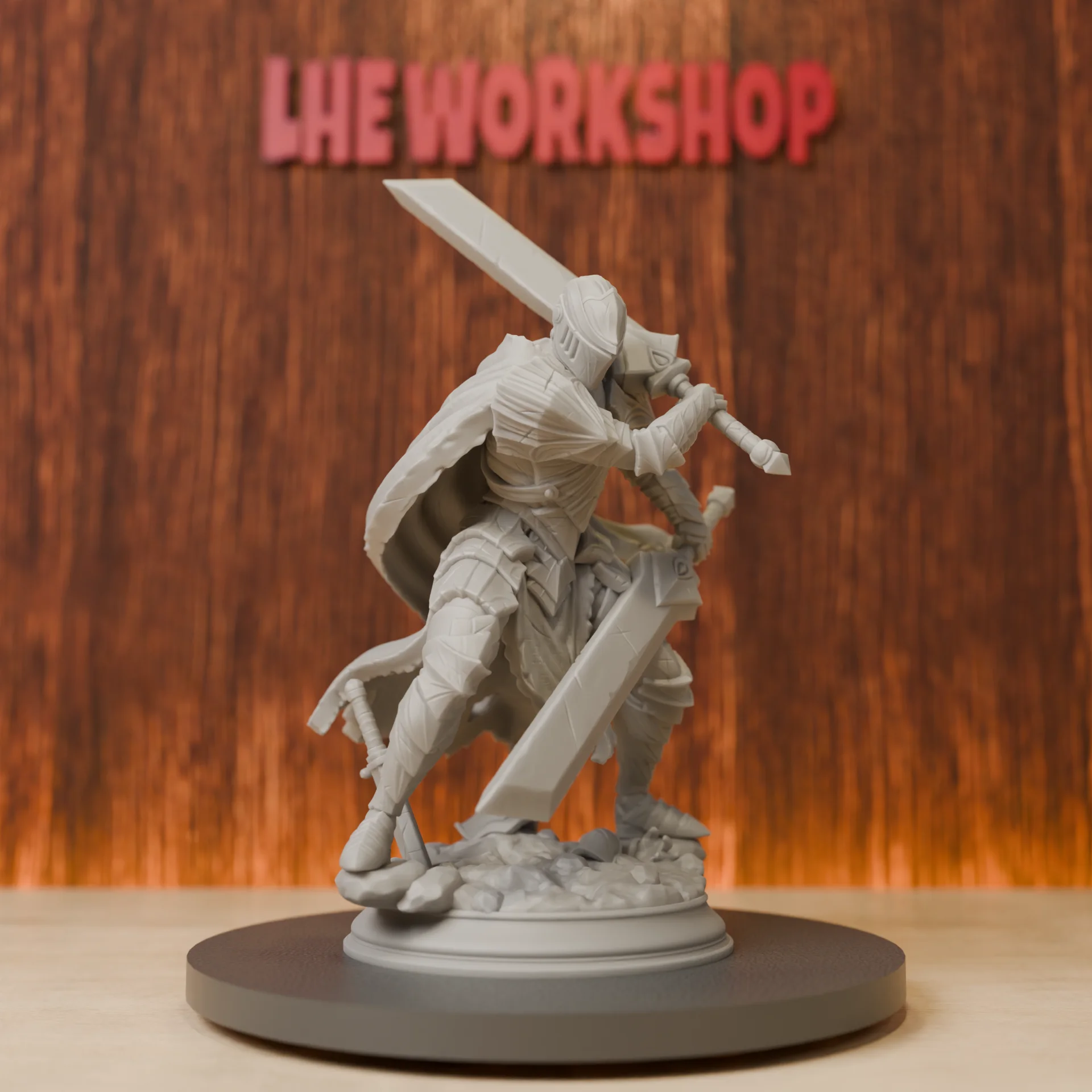 Miniatures de guerriers à épée géante |   28mm-75mm |   Miniature Pathfinder DND imprimée en 3D en résine |   Gris non peint