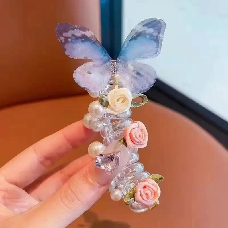 

39BD Flexible Telephone Cord Design spirals Hair Tie Gentle Ponytail Holders for Women Girls Long Hair Stretchy Hair Accessories