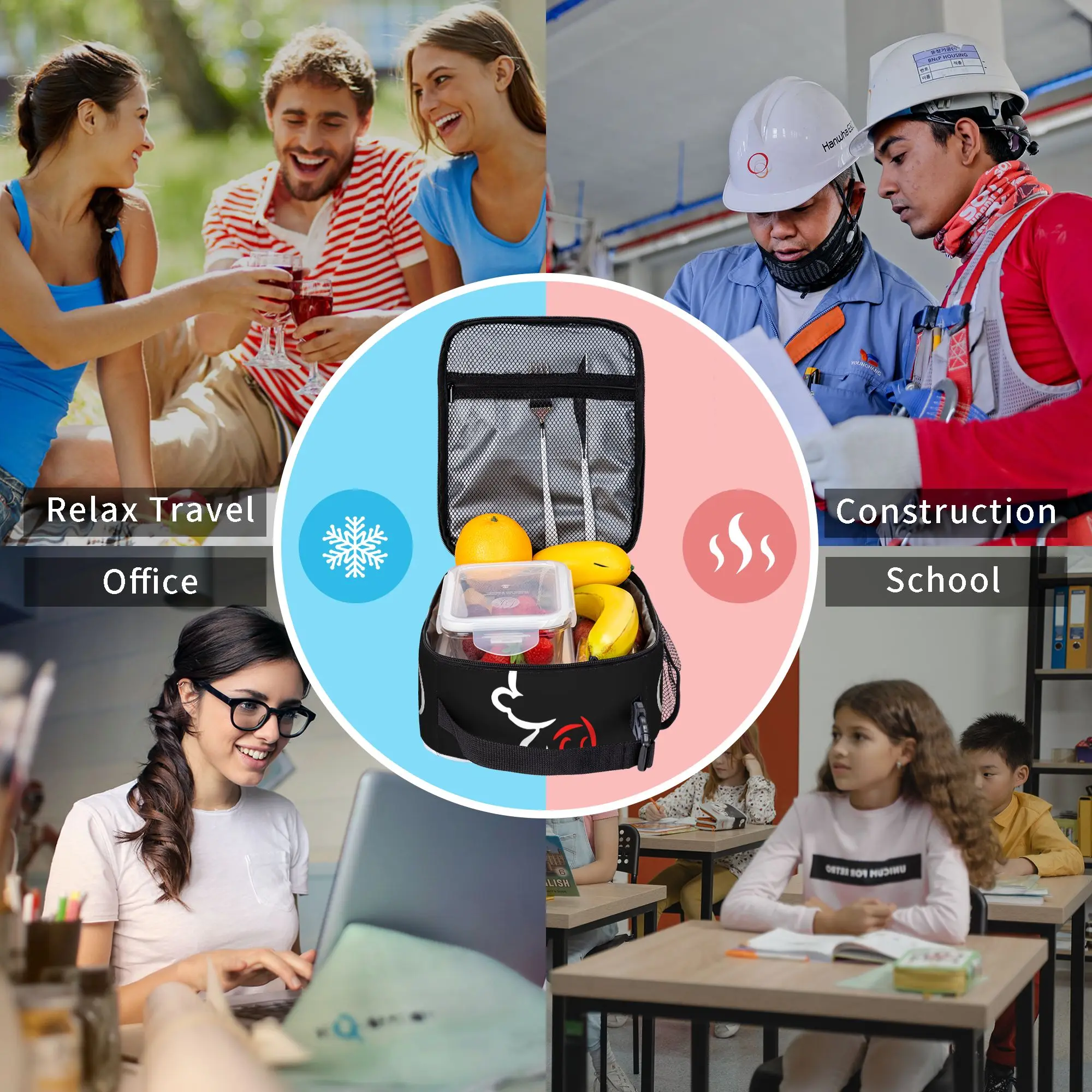 M-Mickeys Mouse Insulated Lunch Bags Thermal Bag Reusable,Meal Container  Leakproof Tote Lunch Box for Men Women School  Travel view 6