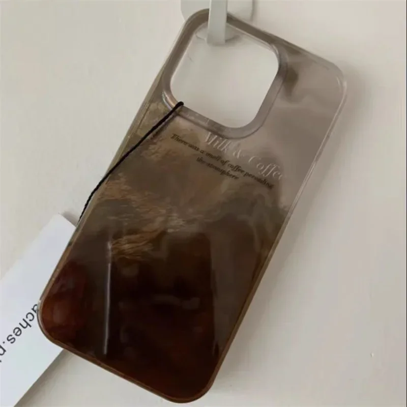 Luxury Coffee Color Blending Gradient Phone Case for IPhone 17 16 15 14 13 12 11 Pro Max 7 8 Plus Shockproof Hard Cover