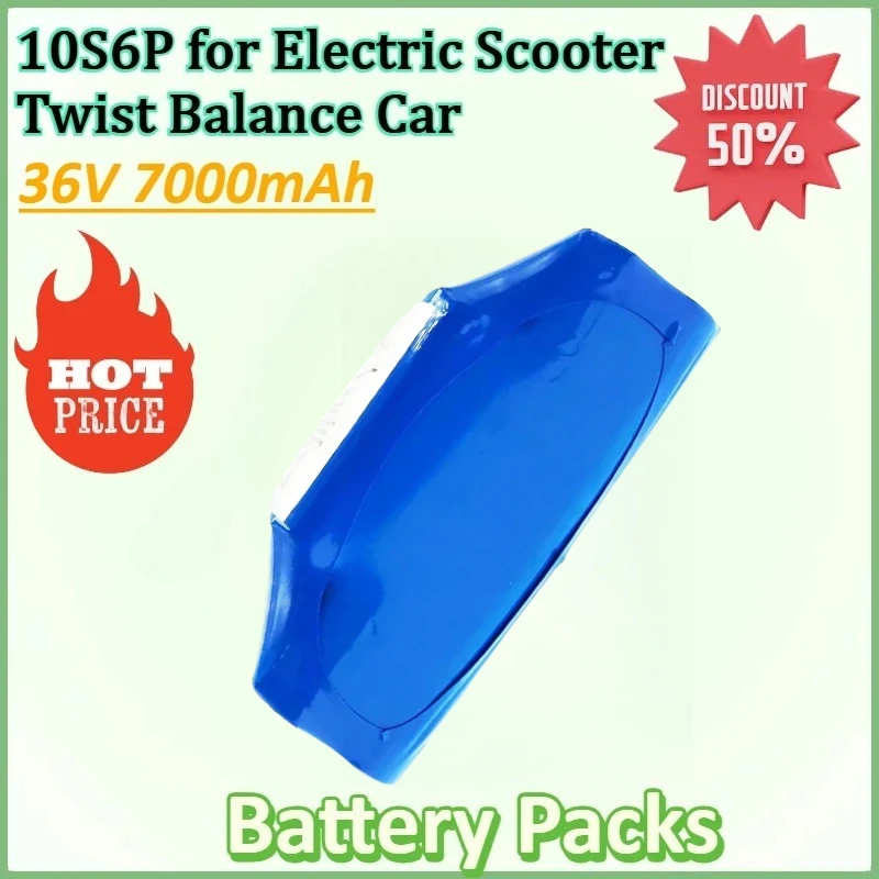 

36V 7000mAh 10S6P Rechargeable Lithium-ion Battery Built-in BMS for Electric Scooter Twist Balance Car Replacement Battery Packs