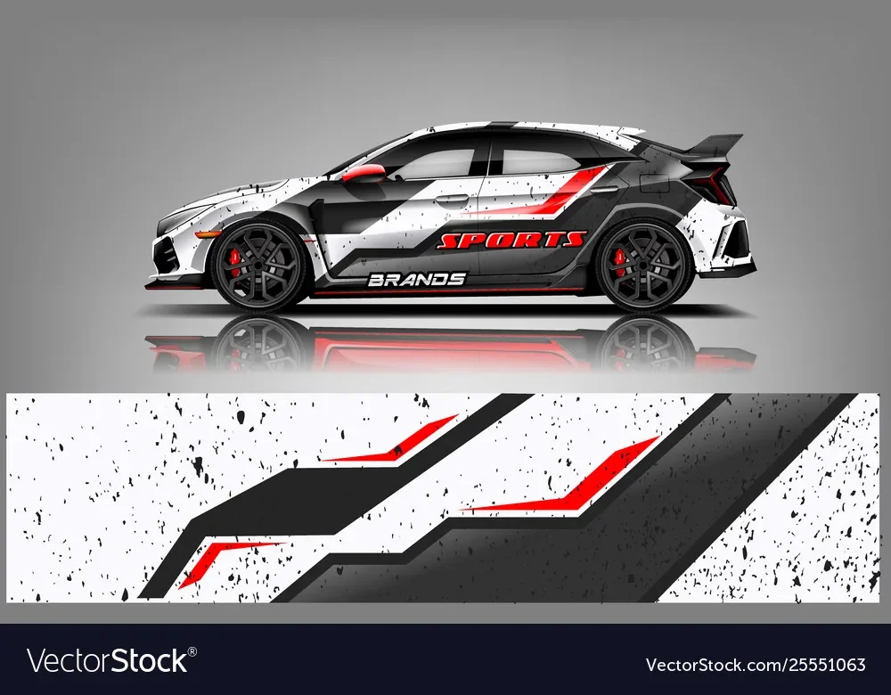 Stripe Racing Car Full Wrap Sticker Car Decal Decorative Cut Body Racing Graphic Decal Vinyl Wrap Modern Design Red Retro