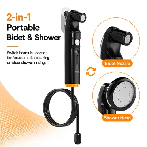 MintLeaf Electric Portable Bidet, 2-in-1 Shower & Bidet Nozzle, Rechargeable Travel Sprayer with LED Display, Shower for Camping