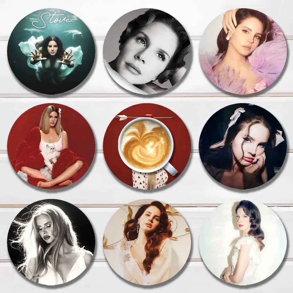 

L-Lana Del R-Rey Stove Wooden Coasters 10cm Round Cosplay Fans Collect Friends Gifts