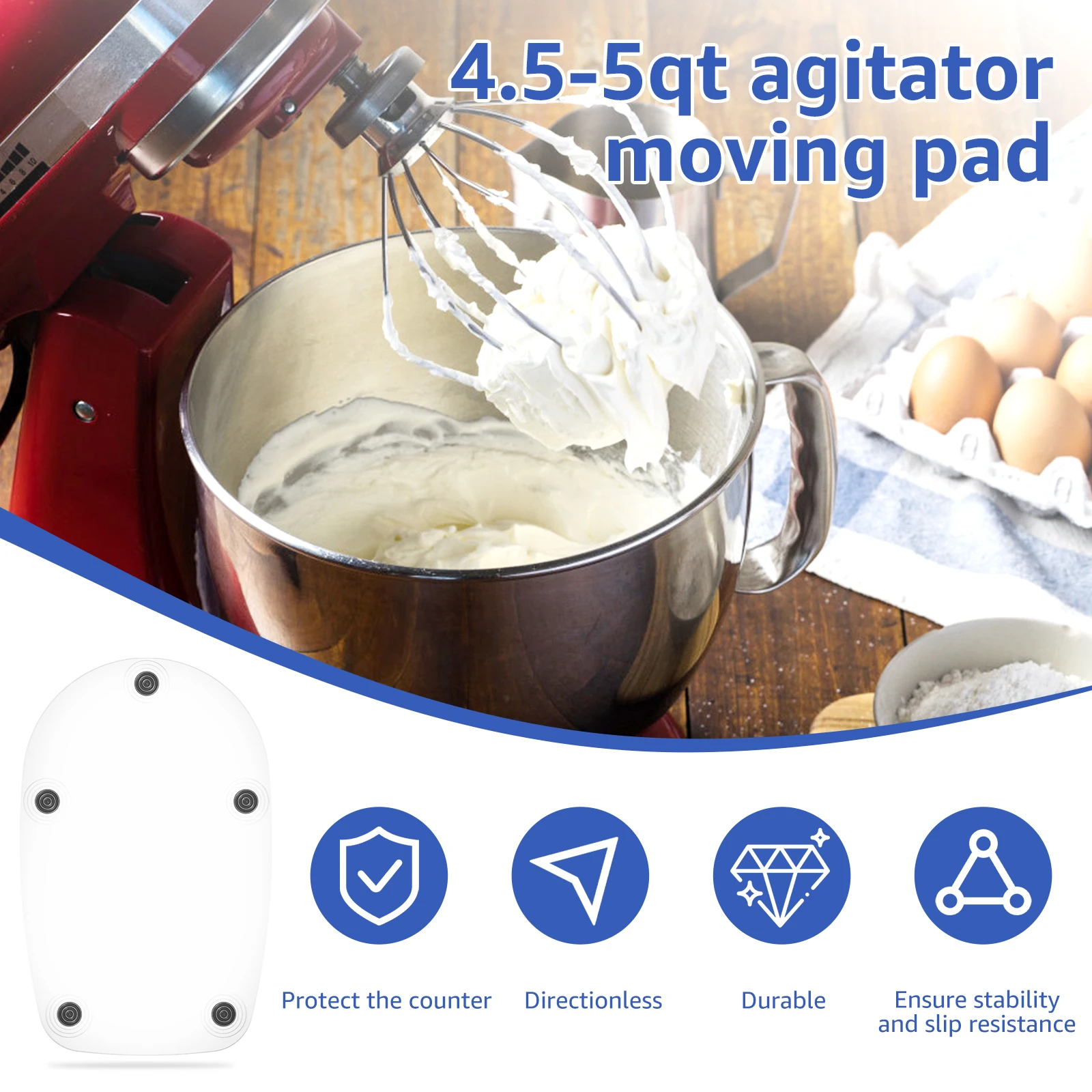 Mixer Slider Mat Compatible for 4.5 QT Tilt Head Stand Mixer Acrylic Mixer Mover Slider Pad Flexible Durable Kitchen Appliance