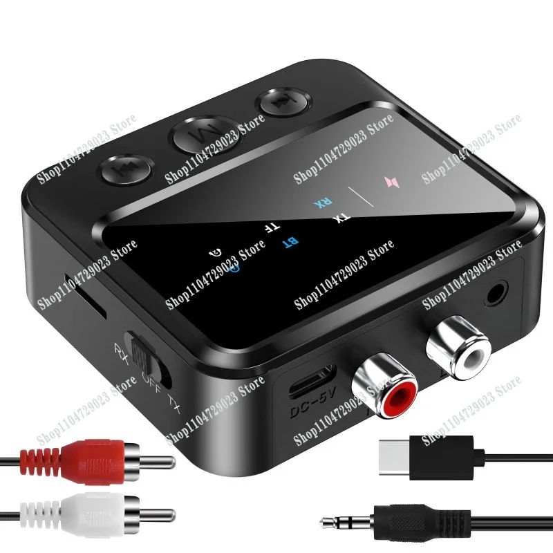 5.4 Bluetooth audio transmitter and receiver 2-in-1 adapter, double hair, double receipt, one drag and two, with card playback