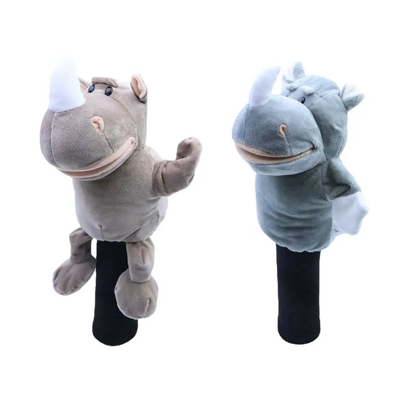 Cartoon rhinoceros Golf Headcovers Plush Cute Golf Driver Fairway Wood Putter Headcover Golf Accessory White Colors