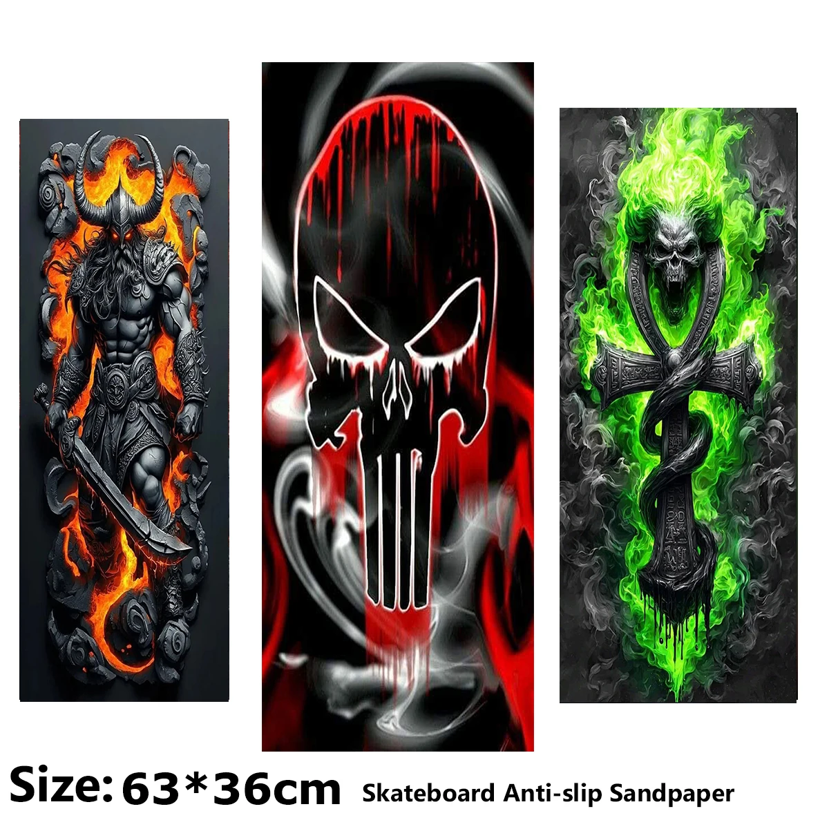 

Strong Soldier Macho Bloody Skull Pattern Electric Scooter Anti-slip Sticker Sandpaper Skateboard Grip Tape Sheet 63*36cm