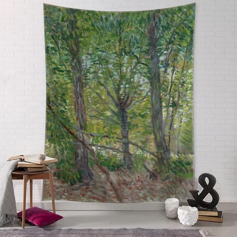 VIKAMA Poppies Butterfly Oil Art Horizontal Tapestry Wall Hanging for Home Aesthetic Cozy Chic Elegant Modern Home Decor