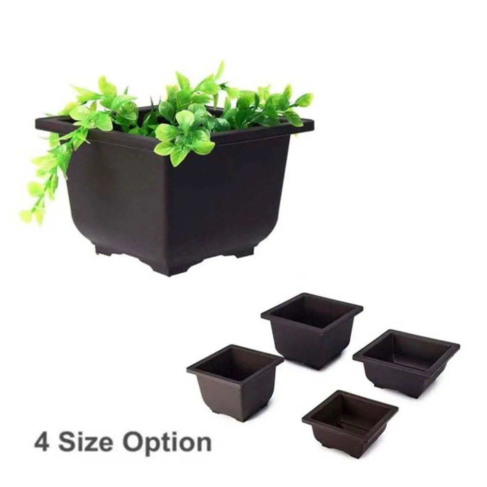 Dark brown Square/Rectangle Succulents Balcony Planters Nursery Pots Garden Supplies Bonsai Pots