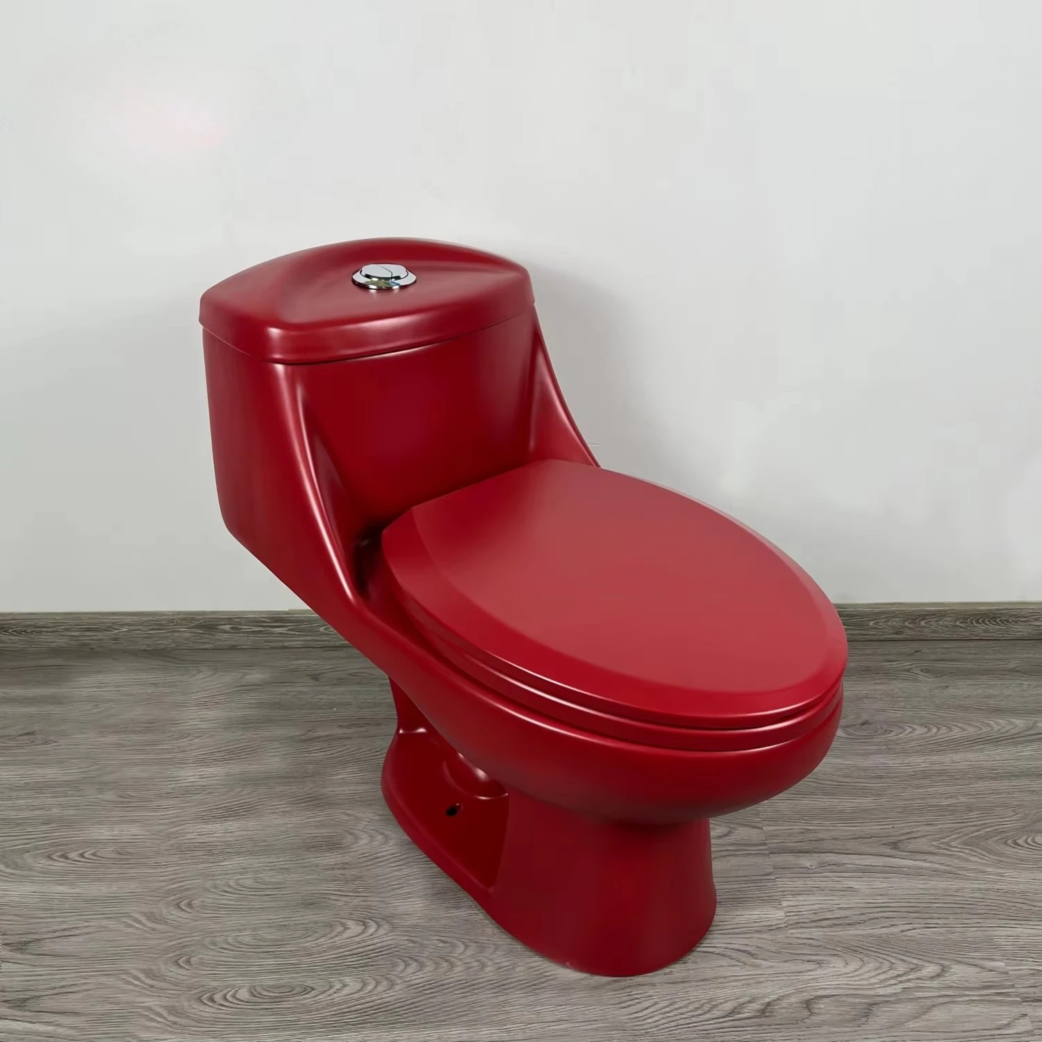 Hot Sale One-Piece Red Ceramic Siphonic Dual-Flush Toilet Modern Design for Villa Hotel Hospital with S-Trap Drainage