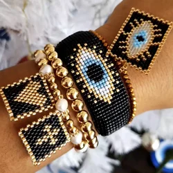 Vintage Evil Eye Bracelets Boho Handmade Jewelry for Women Men Miyuki Beaded Adjustable Rope Chain Charm Bracelet Gifts