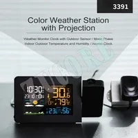 3391 Color Screen Weather Forecast Time Projection Alarm Clock Weather Station LED Temperature Humidity Digital Electronic Clock