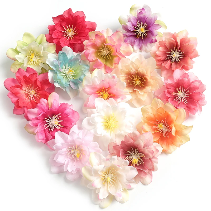 Fleurs artificielles en soie de 7CM, 10/20 pièces, têtes de fleurs artificielles pour la décoration de la maison, décoration de mariage, accessoire de guirlande artisanale DIY