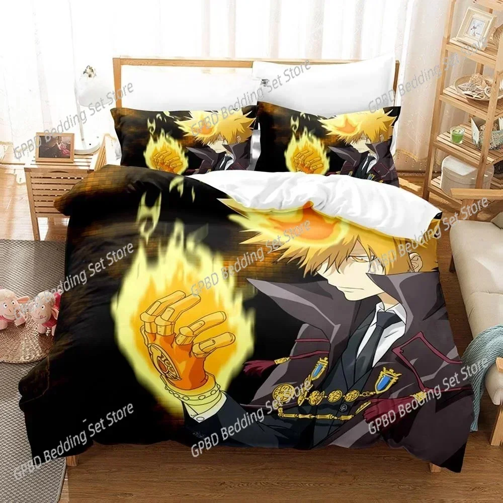 New 3D Anime HITMAN REBORN 3D Bedding Set Duvet Cover Pillowcases Single Twin Full Queen King Size Home Decor Quilt Boys Gift Qu