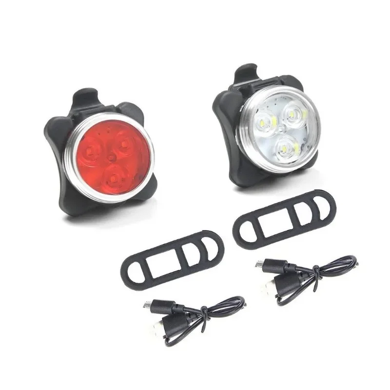 Juego de luces LED recargables por USB para bicicleta, faro delantero y trasero superbrillante, 650mah, 4 opciones de modo de luz