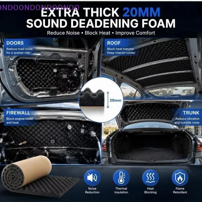 2cm Self-Adhesive High-Density Acoustic Foam Roll Soundproof Wall Mat for Rehearsal Room Use