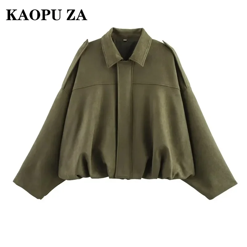 KAOPU ZA الكورية نمط عارضة طويلة الأكمام سترة قصيرة الشارع أزياء ربيع جديد وصول فضفاضة تناسب معطف المرأة
