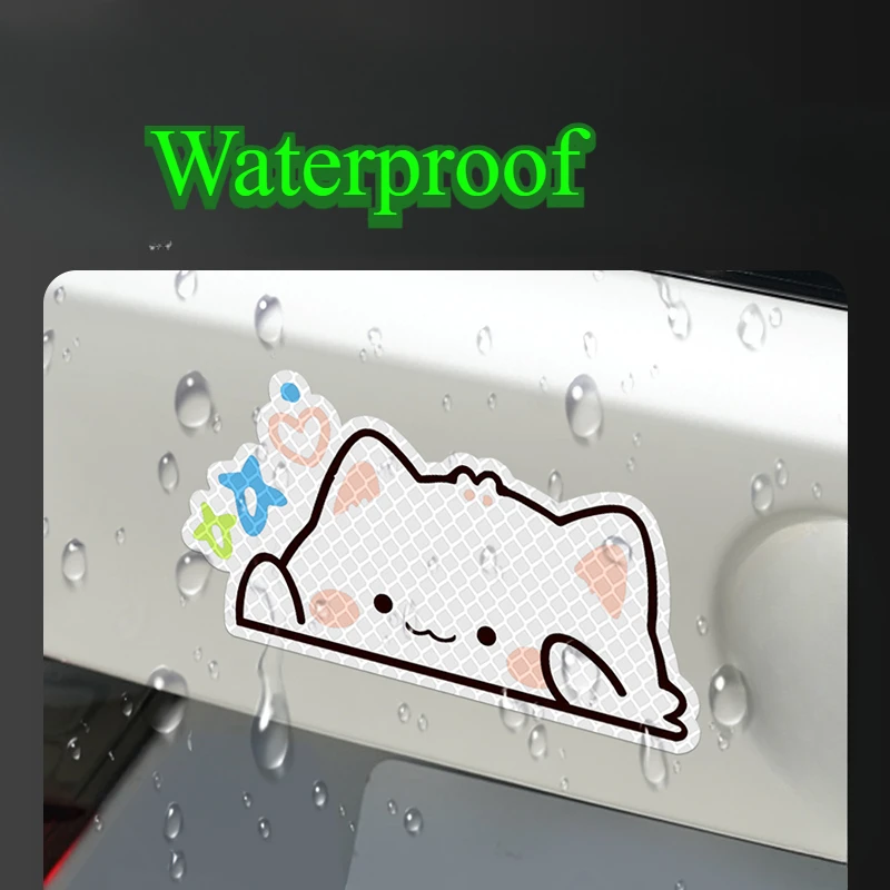 1PC Reflective Raise Hand Kitten Night Safety Warning Car Stickers Waterproof Vinyl Decals Auto Window Trunk Vehicle Decoration