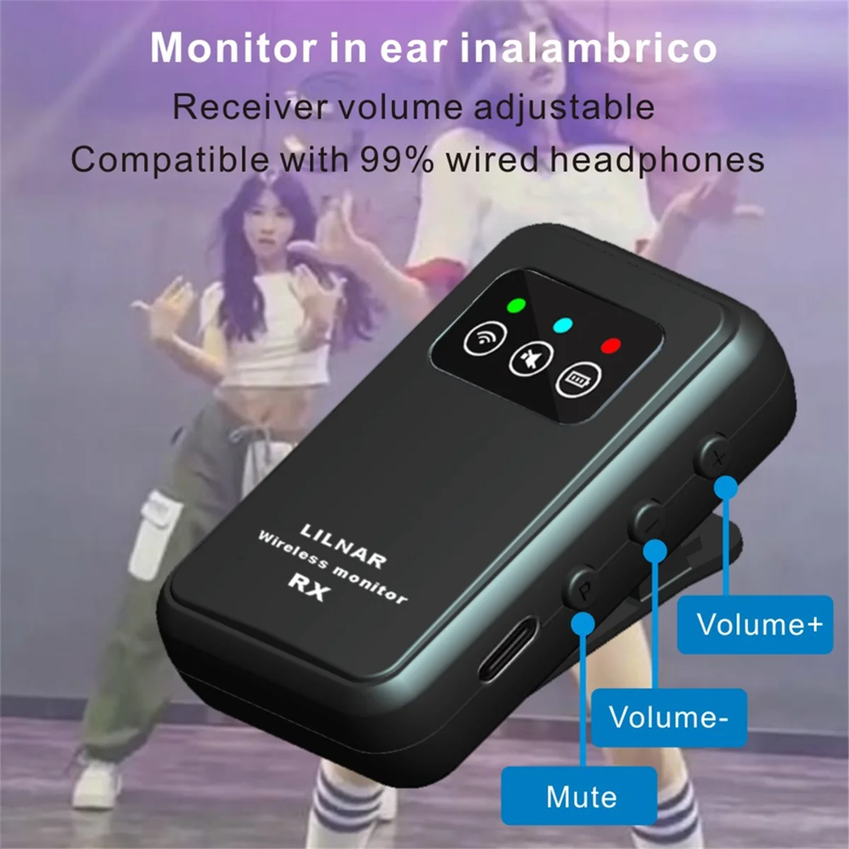 ไร้สาย in Ear Monitor ระบบ 2.4 G หูฟังชาร์จเครื่องส่งสัญญาณรองรับสเตอริโอ Mono Singer Studio A002