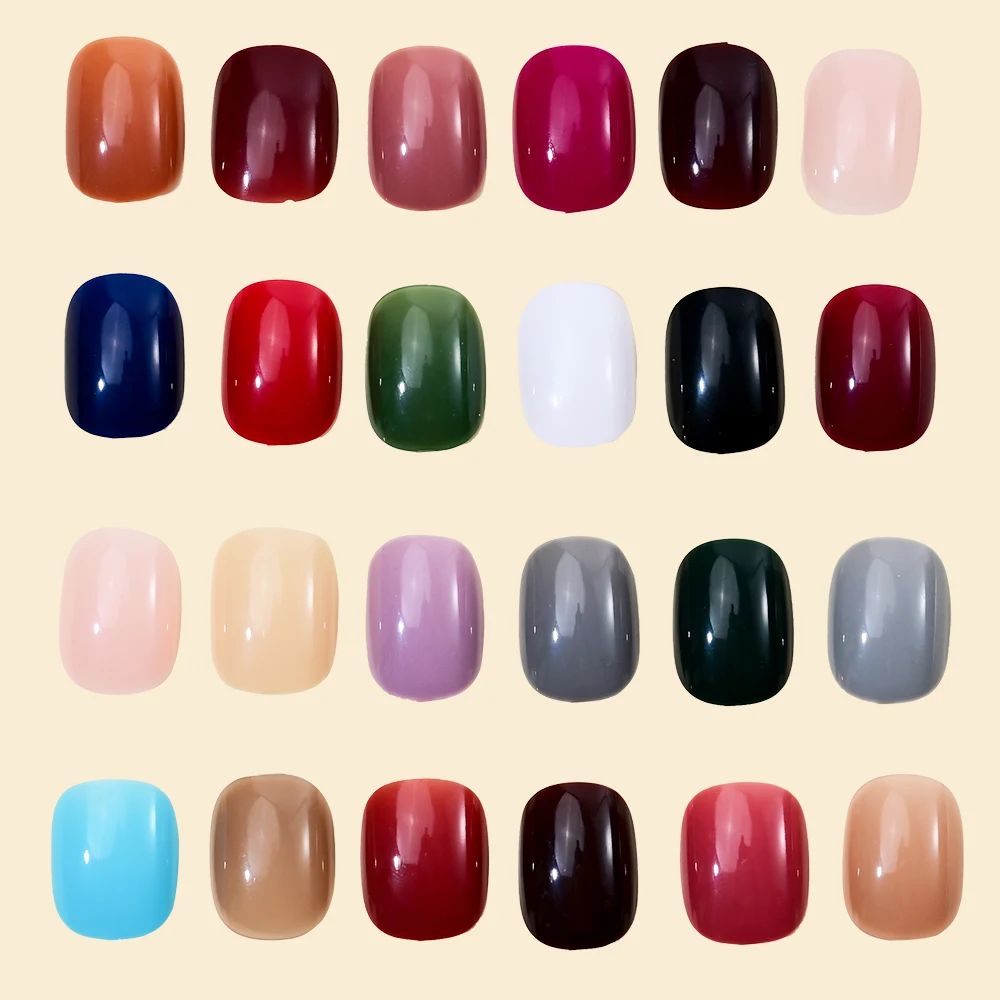 576 pièces 24 couleurs court carré presse sur ongles couverture complète couleur unie coloré faux ongles acrylique artificiel portable faux bout des doigts