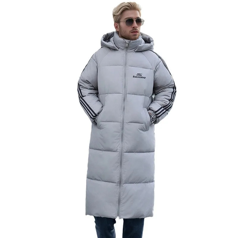 2024 New Winter Men\'s Long Parkas Pockets Thick Warm Hooded Down Cotton Coat Women Loose Puffer Jackets Windproof Snow Overcoat