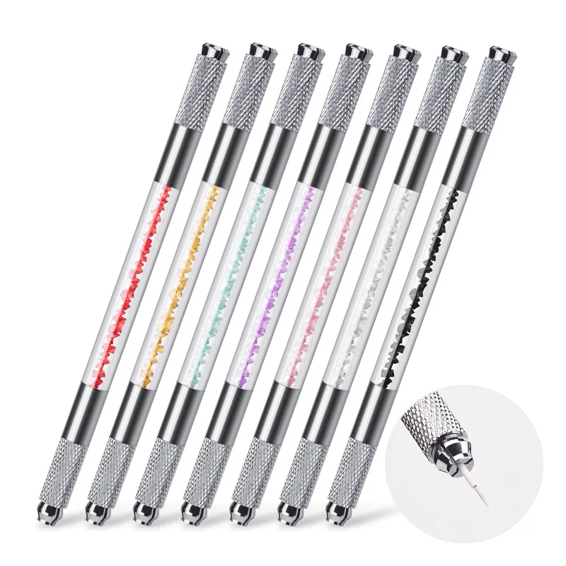 50Pcs Crystal Transparent Tebori Pen Permanent Makeup Pen Machine for Manual Eyebrow Tattoo Double Head