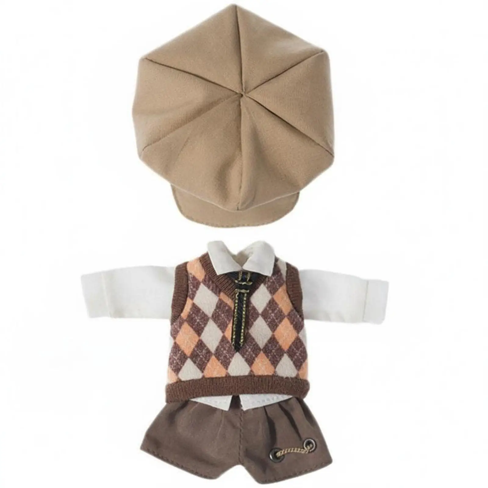 Complete Scholarly Bjd Doll Outfit Shirt Pants Vest Hat Set for 1/12 Dolls Wardrobe Obitsu 11 Ball Jointed Doll Clothing