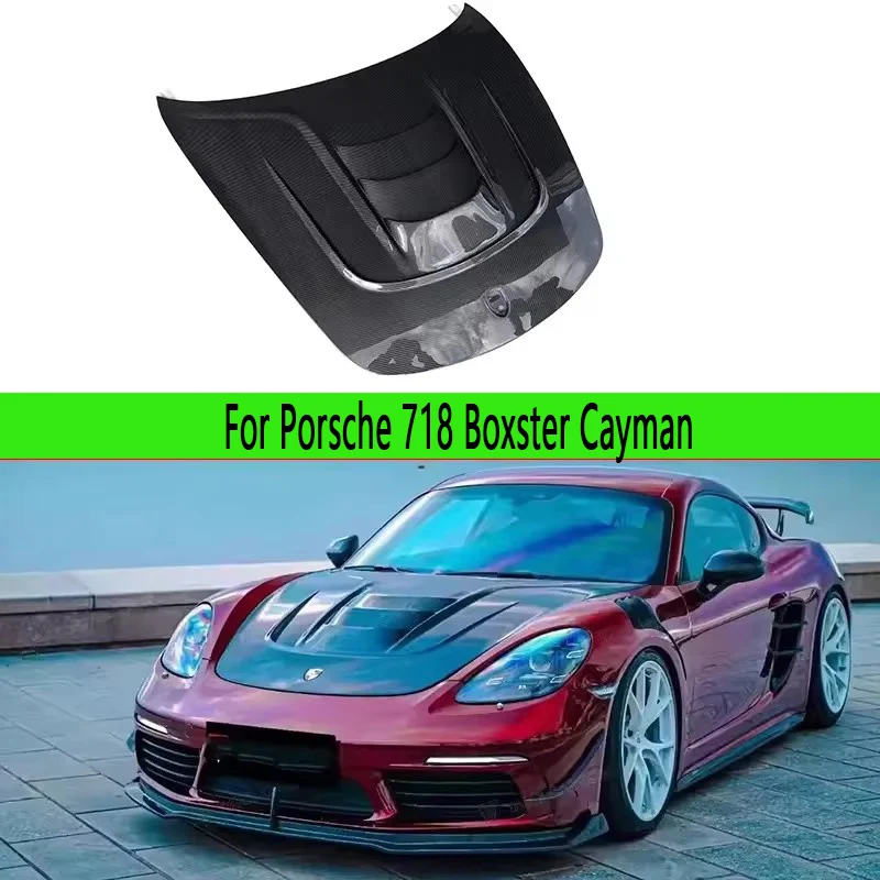 

For Porsche 718 Boxster Cayman Carbon Fiber Hood Forged carbon Engine Cover Hood Car Headliner Hood Cover Auto parts body kit