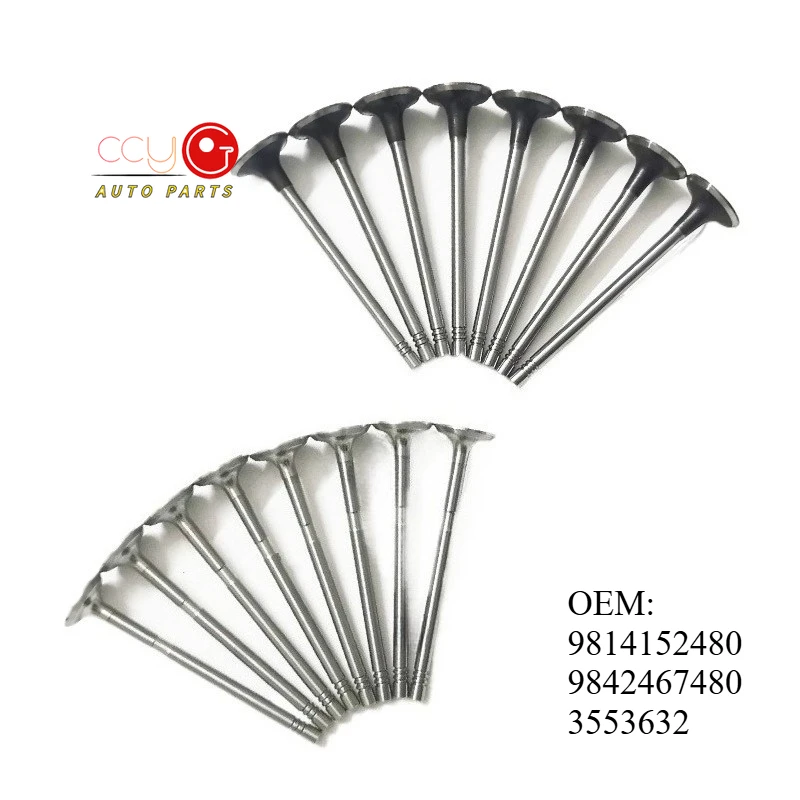9814152480 9842467480 16 PCS Intake Exhaust Valve For Citroen C3 C4 C5 Peugeot 208 308 3008 Partner 1.5 BlueHDi DV5R YHR YHS YHZ