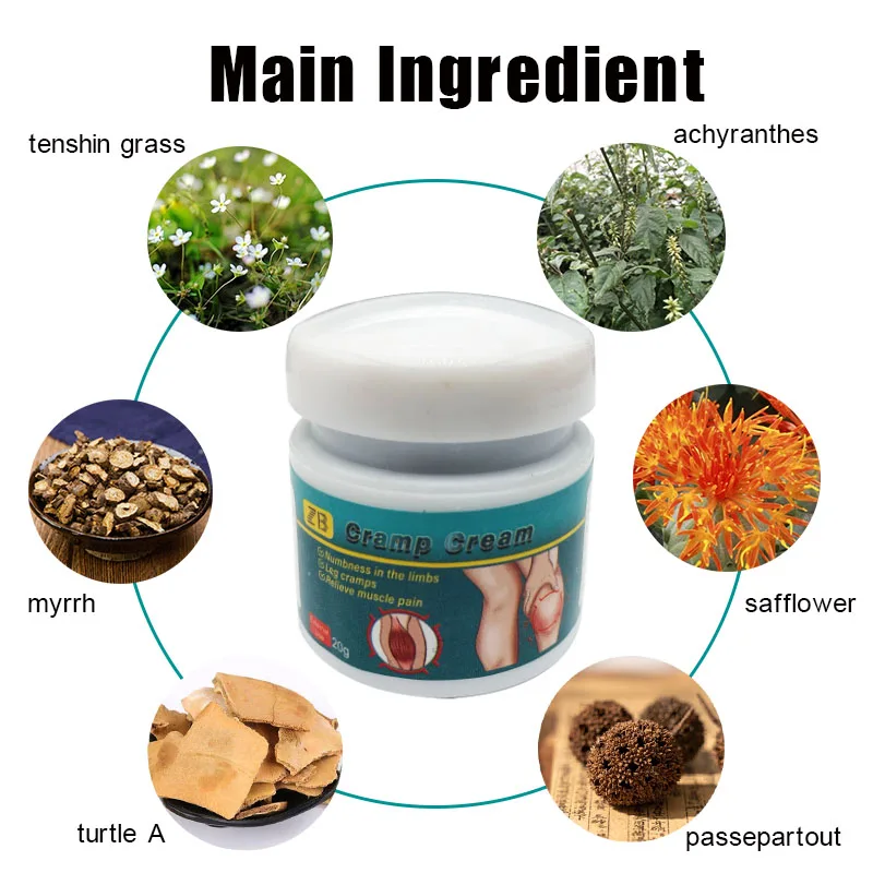 ZB Cramp Cream Varicose Veins Foot Ointment Muscle Pain Relief Spider Leg Vasculitis Phlebitis Chinese Medicines Care 20g