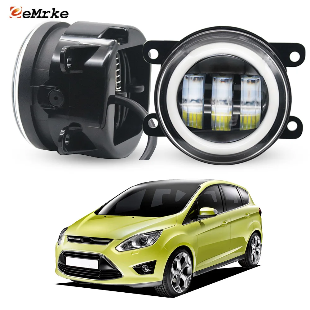 For Ford C-max / Grand C-max II DXA C334 2011-2015 2-IN-1 LED Fog Lamp + Car DRL Angel Eyes Day Light Daytime Running Lamp
