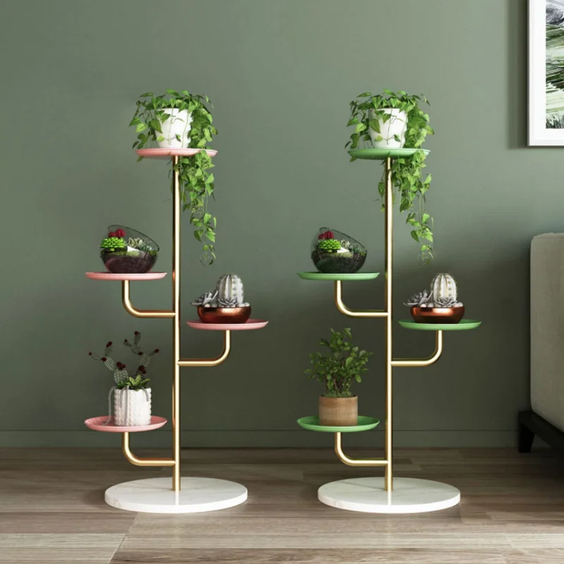 Nordic Multi-Layer Gold Plant Stand Iron Flower Pots Shelves Living Room Plant Stand Stable Load-Bearing Rack Indoor Garden