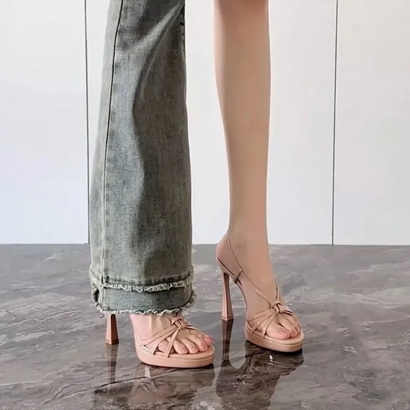 Stiletto Platform Sandals Women's 2026 Summer New Fashion Sense Round Toe One Buckle Roman Shoes image 3
