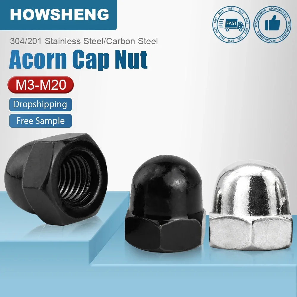 1-50pcs Hex Acorn Cap Nut M3 M4 M5 M12 M14 M16 M18 201/304Stainless Steel Black/Zinc Plated Dome Nut Cover Cap Nuts DIN1587